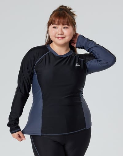 Haolang 經典黑女款長袖泳衣/抗UV/加大尺碼7