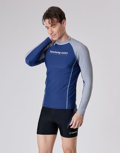 Haolang 深灰藍男款長袖泳衣3