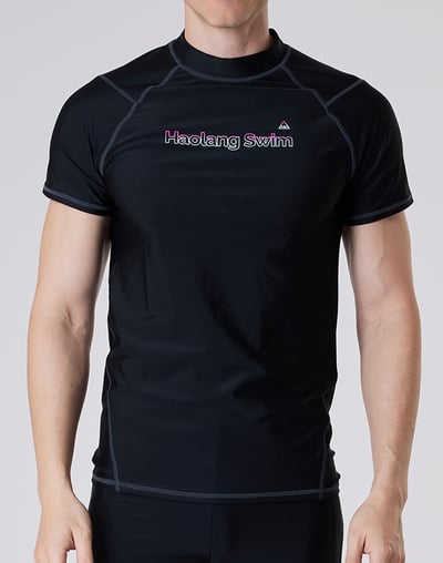 Haolang 經典黑抗UV短袖泳衣(上衣)5