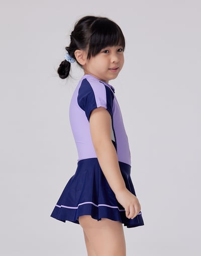 Haolang 香芋紫女童短袖泳衣3