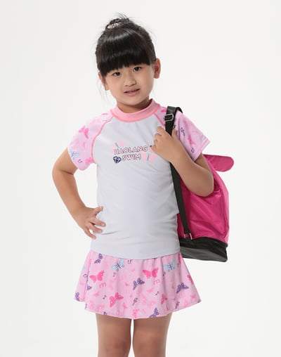 Haolang  粉紅蝴蝶女童兩件式泳衣1