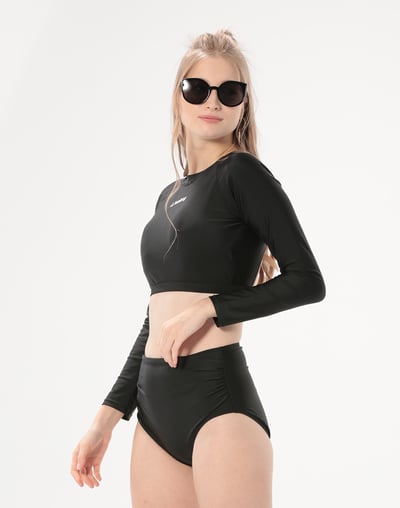 Haolang 經典黑短版長袖泳衣6