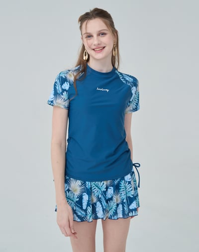 Haolang 深海藍葉影兩件式短袖泳衣4