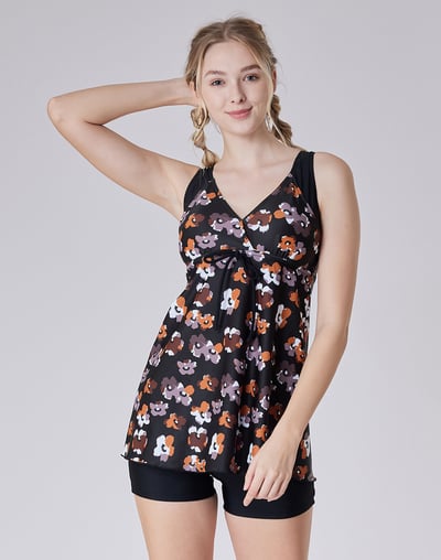 Haolang 摩卡花漾寬鬆型泳衣/大尺碼5