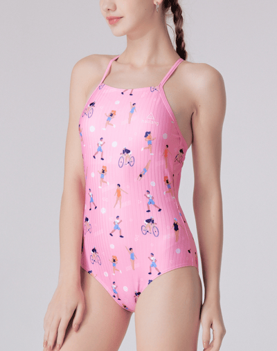 Haolang 熱情粉細肩帶連身泳衣/聯名款3