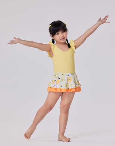 Haolang  蜜糖花朵女童連身泳衣5