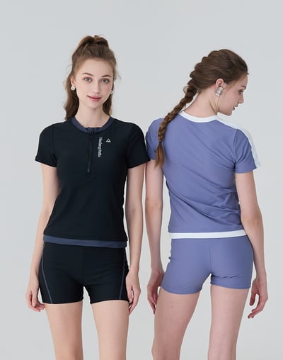 Haolang 經典黑兩件式短袖泳衣7