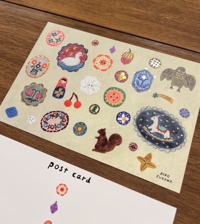 布川愛子 燙金明信片 brooch2