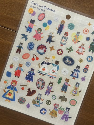 布川愛子 貼紙 Cats and Buttons2