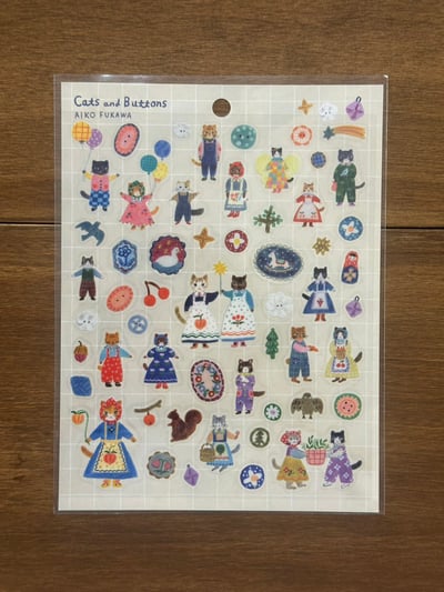 布川愛子 貼紙 Cats and Buttons1