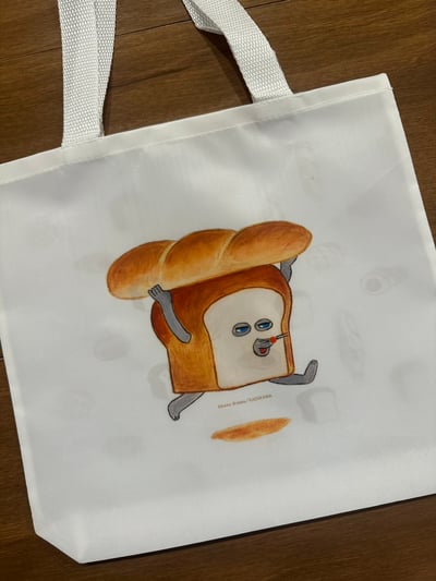 %麵包小偷-手提購物袋-白色款【日本正版授權】3