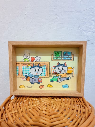 【作者原畫作品】古澤龍男老師迷你原畫 玩樂貓1