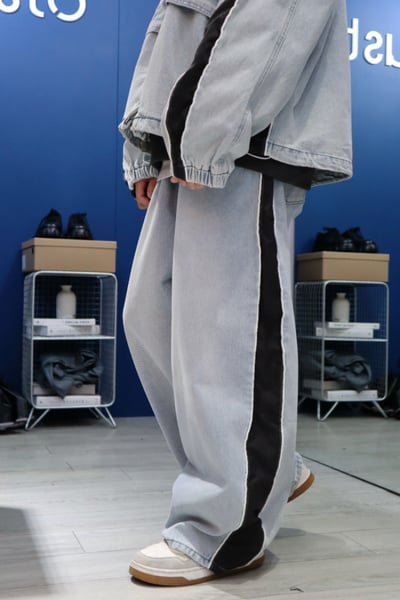 【 Giusto 】側邊條拼接寬版牛仔褲2