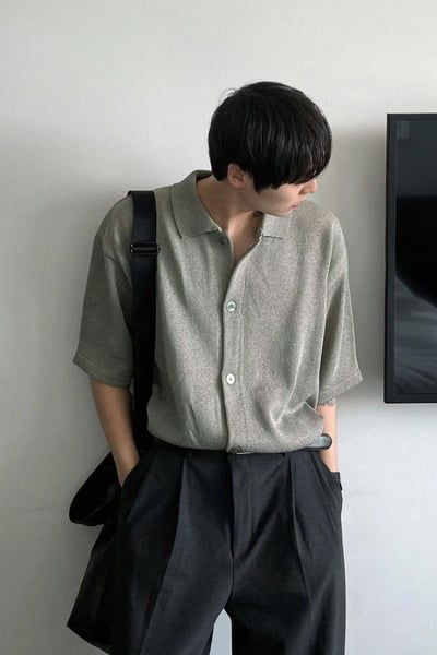 【 Giusto 】亞麻細針織小翻領短袖襯衫8