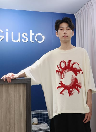 【 Giusto 】voice潑漆環繞英字針織短袖上衣6