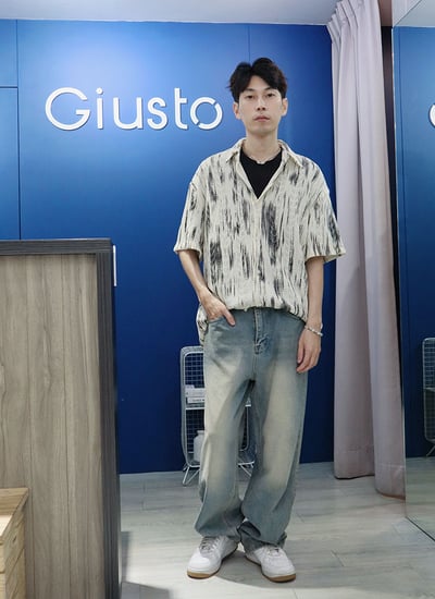 【 Giusto 】羽毛印圖渲染針織短袖襯衫6