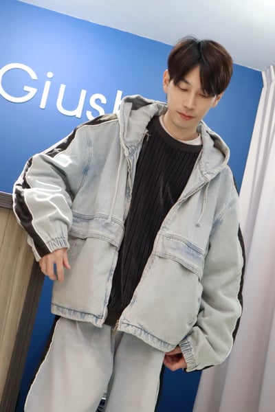 【 Giusto 】側邊條拼接連帽牛仔襯衫外套5