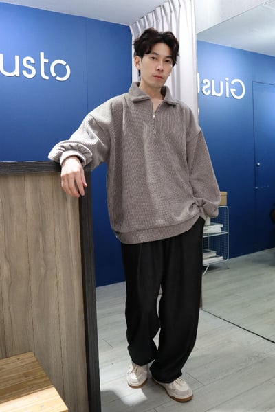 【 Giusto 】前拉鍊大翻領燈芯龍上衣2