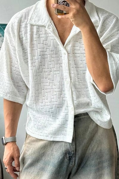 【 Giusto 】幾何紋路短袖針織襯衫6