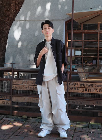 【 Giusto 】寬版可調褲管尼龍工裝褲8