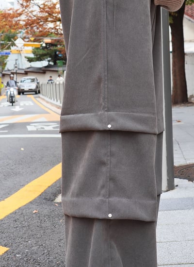 【 Giusto 】前抓皺側邊釘釦鬆緊褲頭寬褲6