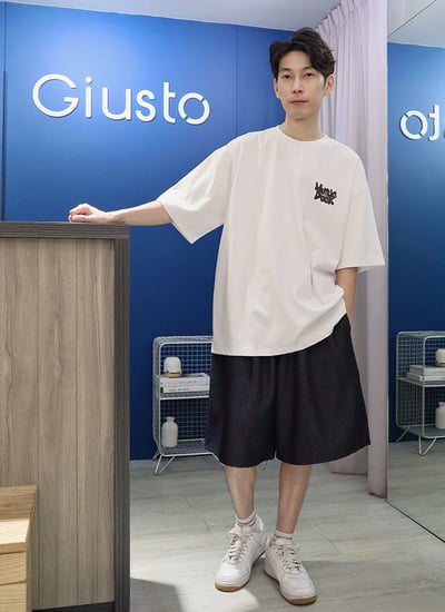 【 Giusto 】光澤抓褶牛仔寬短褲5