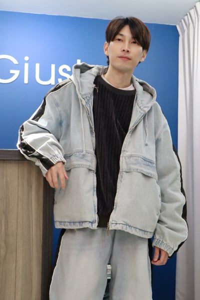 【 Giusto 】側邊條拼接連帽牛仔襯衫外套1