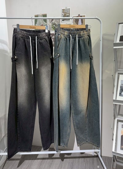 【 Giusto 】熱銷款刷色兩側釘釦彎刀褲3