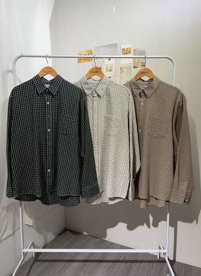 【 Giusto 】微皺摺感日系小格紋襯衫8