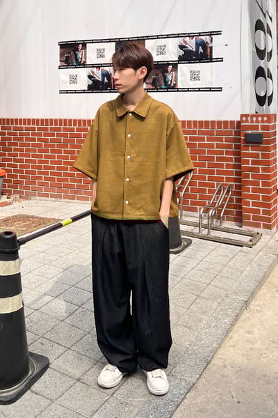 【 Giusto 】光澤抓褶牛仔寬版長褲3