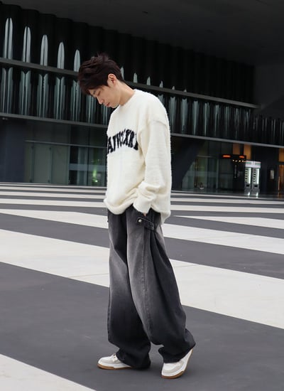 【 Giusto 】熱銷款刷色兩側釘釦彎刀褲7