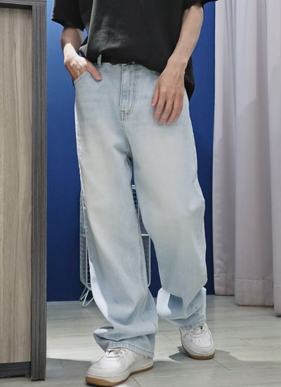 【 Giusto 】推薦款自然刷白淺藍寬褲5