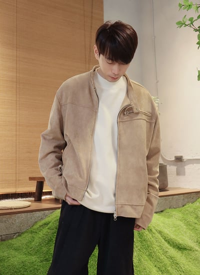 【 Giusto 】麂皮雙拉鏈質感軟料外套8