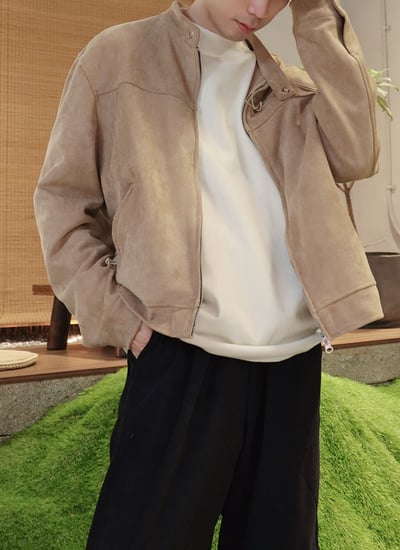 【 Giusto 】麂皮雙拉鏈質感軟料外套6