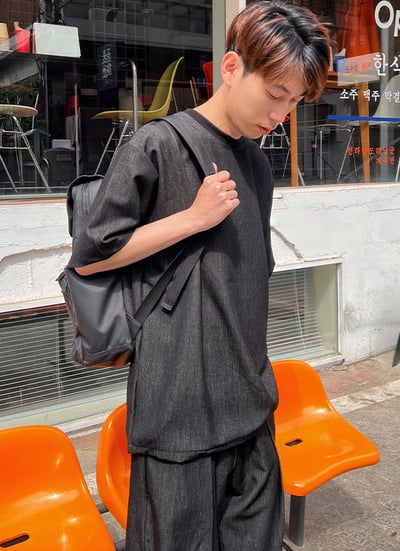 【 Giusto 】光澤抓褶透氣牛仔短袖上衣1