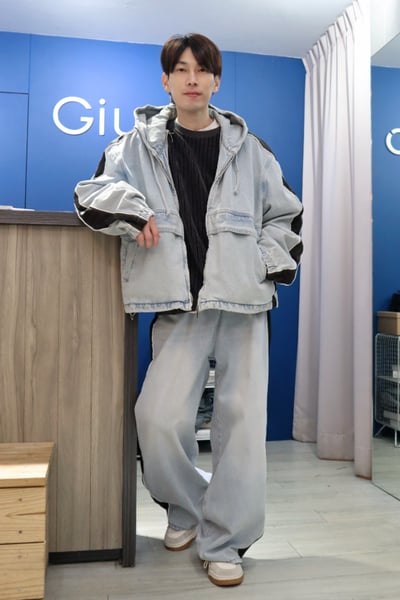 【 Giusto 】側邊條拼接寬版牛仔褲3