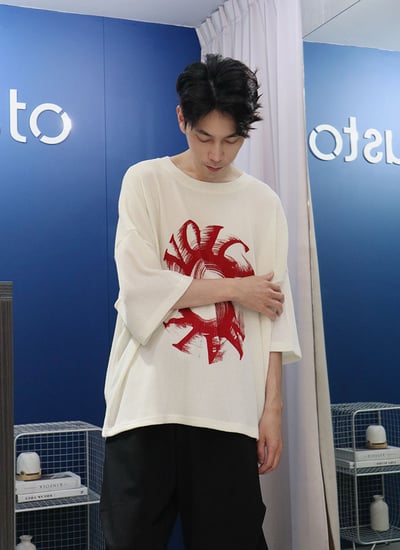 【 Giusto 】voice潑漆環繞英字針織短袖上衣4