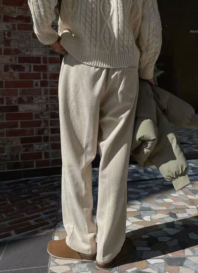 【 Giusto 】內磨毛坑條鬆緊褲頭百搭寬褲4