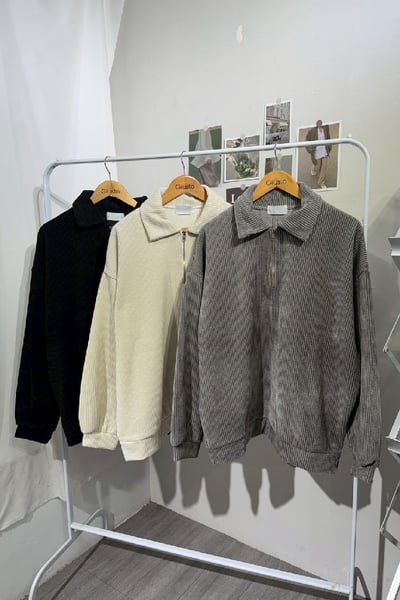 【 Giusto 】燈芯絨拉鍊大翻領上衣4