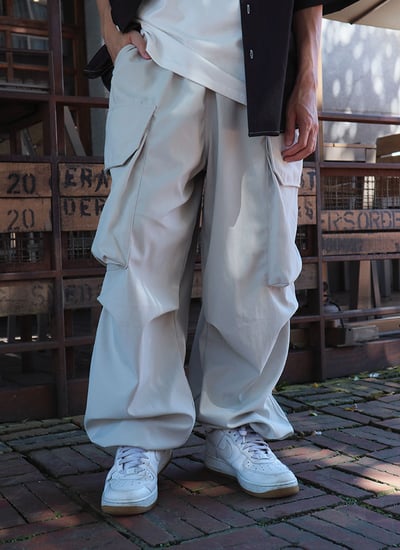 【 Giusto 】寬版可調褲管尼龍工裝褲1