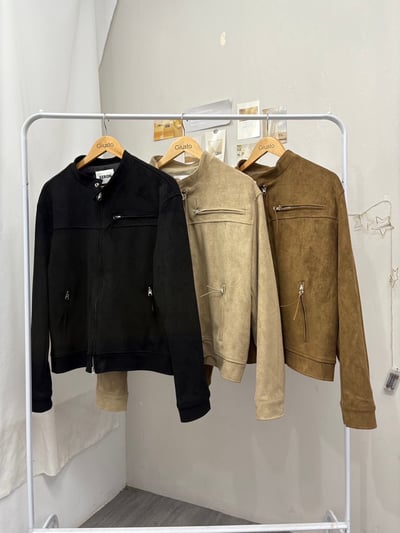 【 Giusto 】挺版麂皮造型抽繩拉鍊外套8