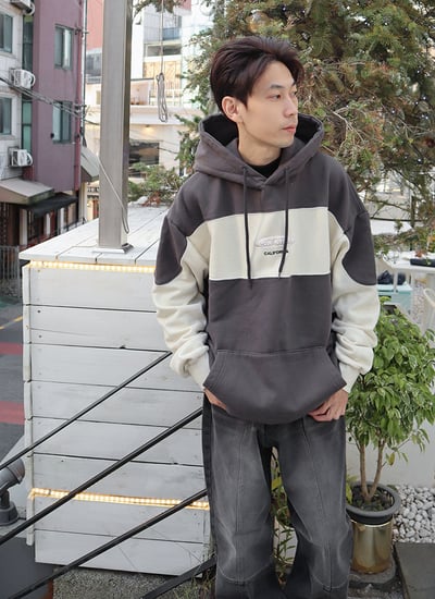 【 Giusto 】寬版厚磅拼接連帽T4