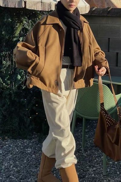 【 Giusto 】斗篷剪裁飛行大衣外套5