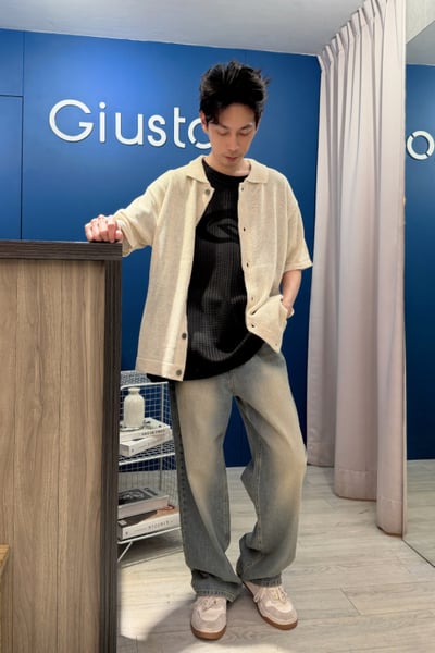 【 Giusto 】亞麻細針織小翻領短袖襯衫2