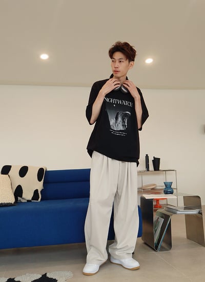 【 Giusto 】膝蓋車線鬆緊褲頭寬褲5