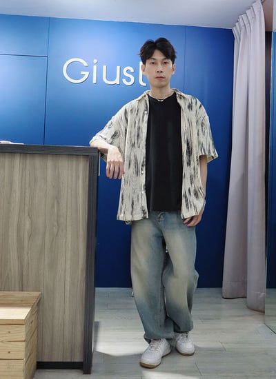 【 Giusto 】羽毛印圖渲染針織短袖襯衫9