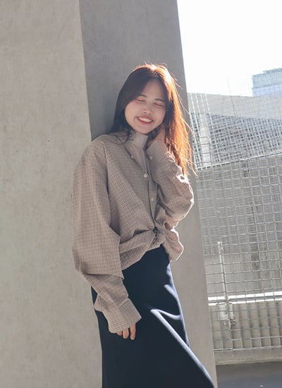 【 Giusto 】微皺摺感日系小格紋襯衫3