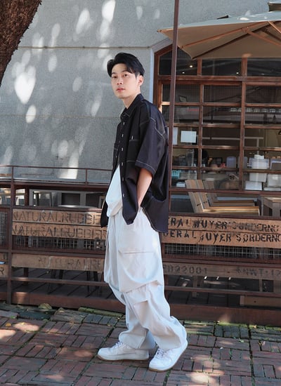 【 Giusto 】寬版可調褲管尼龍工裝褲7