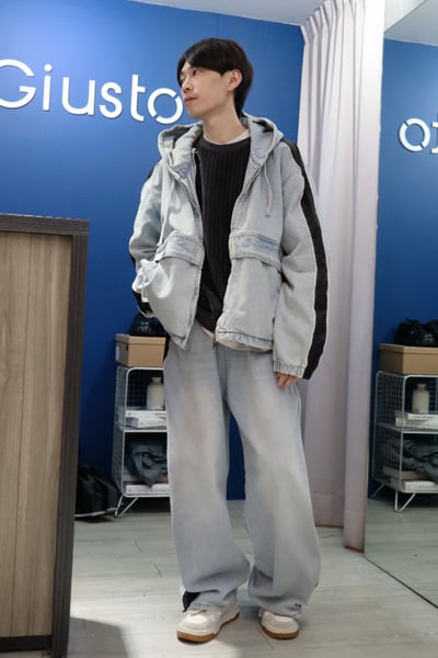 【 Giusto 】側邊條拼接連帽牛仔襯衫外套4