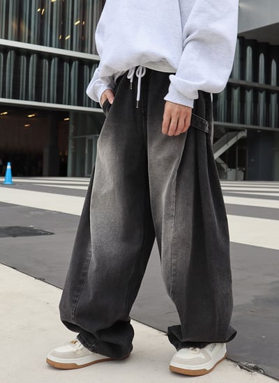 【 Giusto 】熱銷款刷色兩側釘釦彎刀褲5